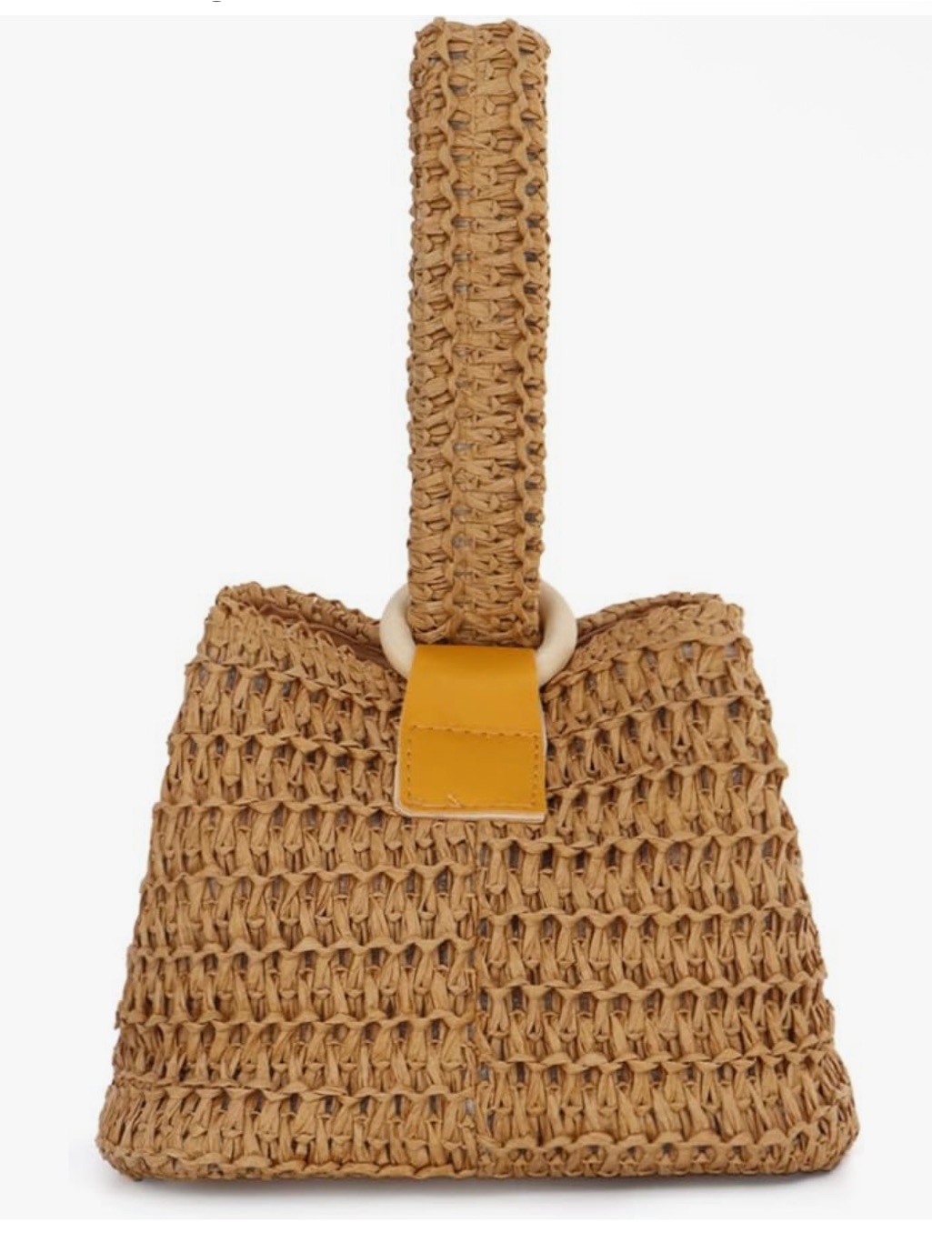 Women's Straw Clutch Handbag Loop Knot Purse Bucket Handbag Wristlet